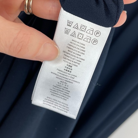 Michael Kors Navy Blue Scoop Neck Ruched Flowy Maxi Dress | Size Small - Picture 6 of 8